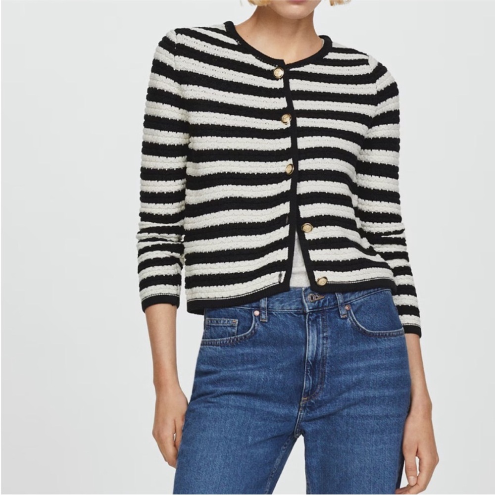 Mango Striped Black and White Women's cardigan - very new!